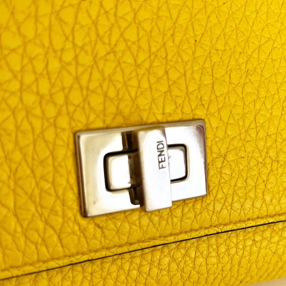 FENDI Bifold Wallet Peekaboo Selleria Yellow Leather Coin Case - Picture 4 of 12
